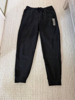 Black Fleece Jogger Pants with Side Logo small
